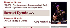 Stages de djembe, dununs, percussions corporelles et basse & djembe 