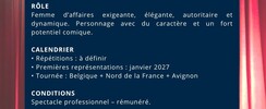 Casting Comédienne - Belgique 
