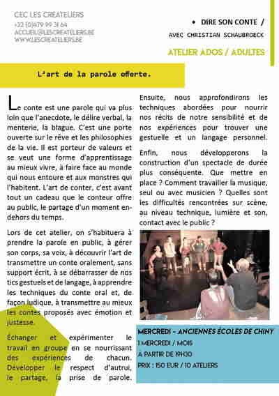 Christian Schaubroeck | Atelier de conte | Chiny