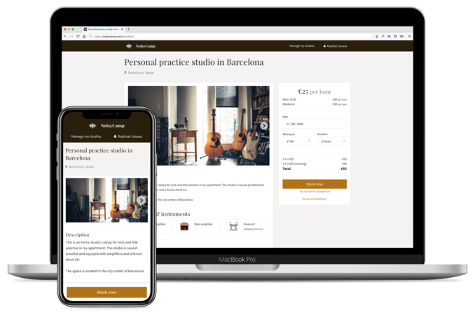 Plateforme en ligne pour locaux de répétition