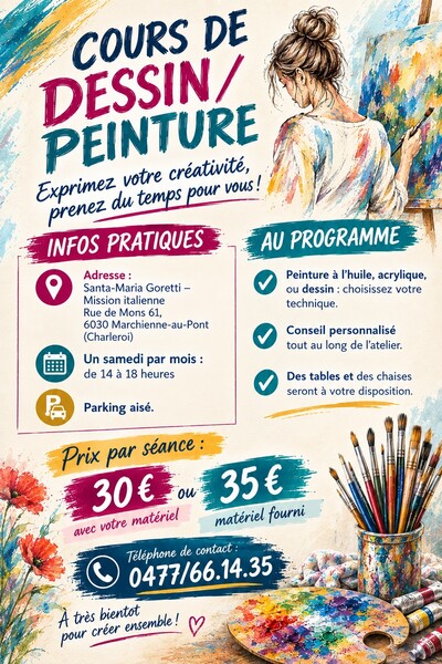 Atelier créatif  - Cours de dessin/peinture