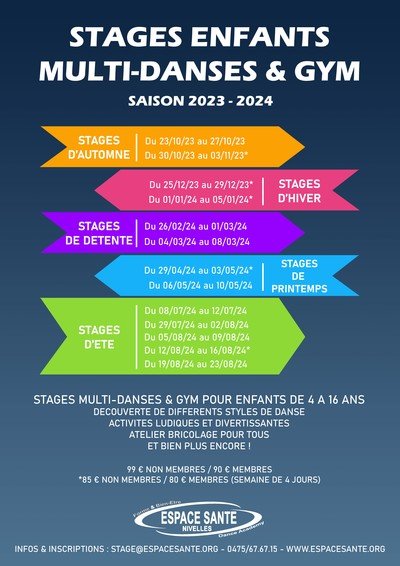 Espace Santé Nivelles ASBL - Stages multi-danses pour enfants saison 23-24